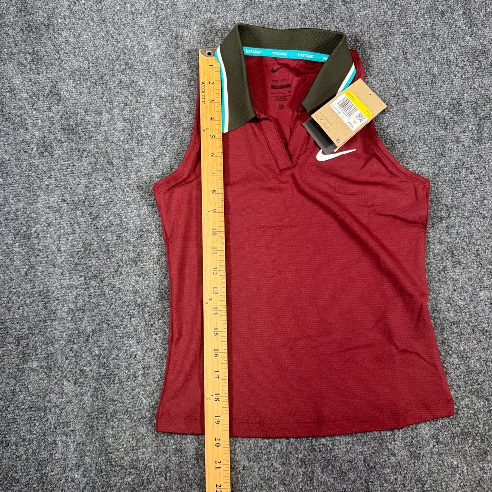 Nike Court Slam Tennis Tank Top Womens Size Small Tight Fit Red Collared NWT - Picture 5 of 6